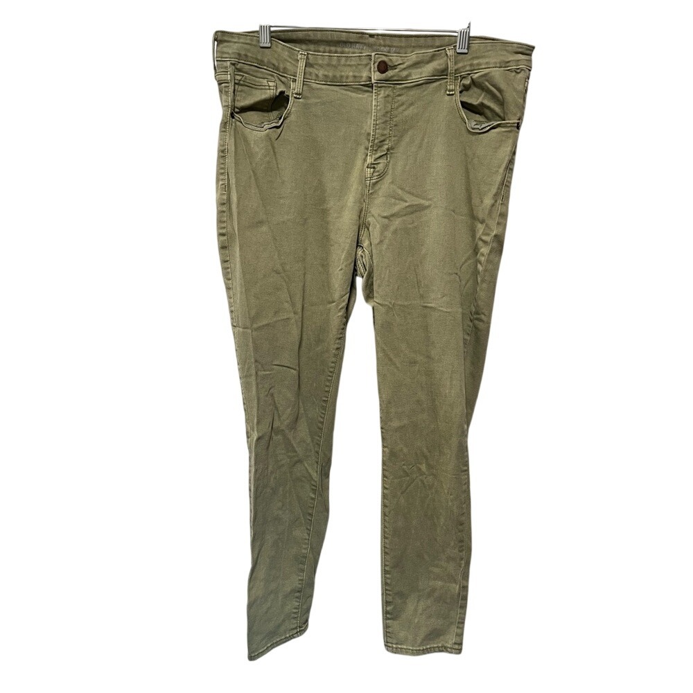 Old‎ Navy Midrise Rockstar Leaf me Alone Olive Green Jeans size 16